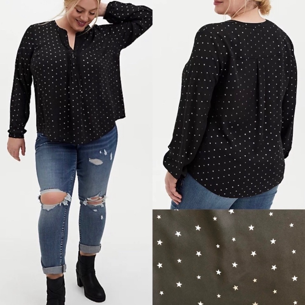 Torrid Black Metallic Star Print Top | 4